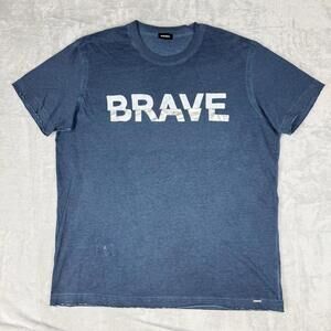 Diesel Brave Graphic T-Shirt Men Size L Blue Crewneck Short Sleeve Cotton Design